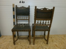 Židle dřevo kůže vyřezávané