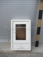 Glazed cabinet with white drawer