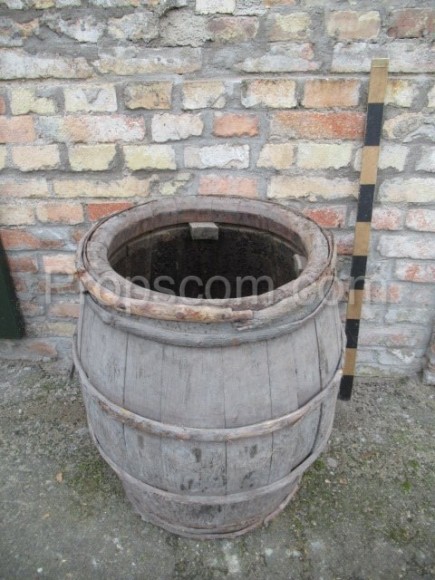 Barrel with wooden hoops