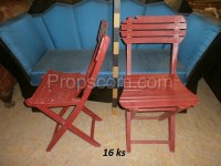 Red folding garden chairs