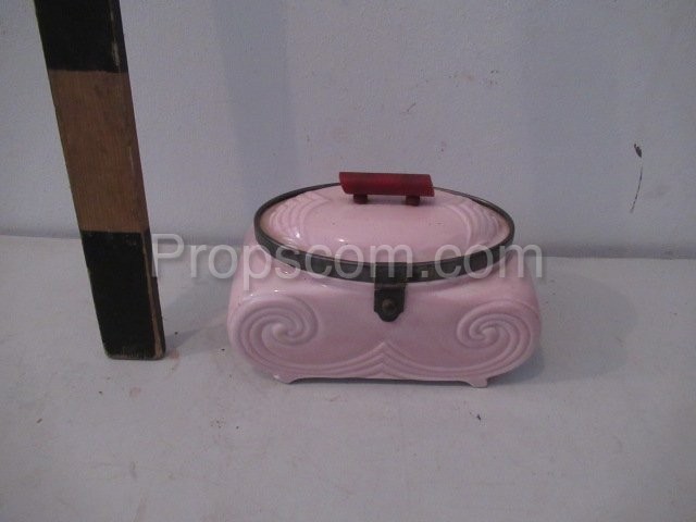 Pink porcelain sugar candy jar