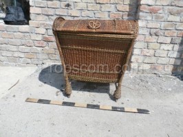 wicker basket on legs with lid