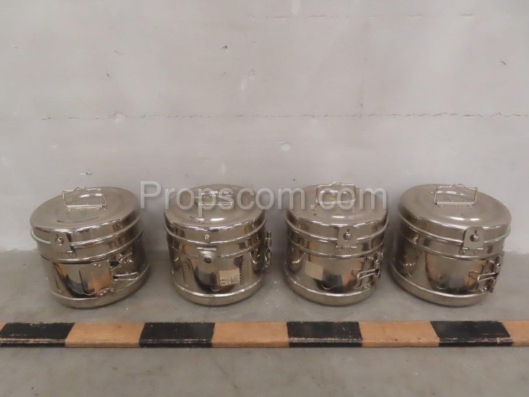 Stainless steel container for sterile material