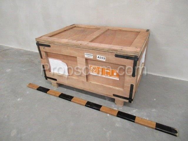 Wooden box with metal reinforcement