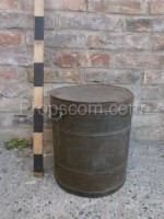 Sheet metal barrel with metal handles for waste