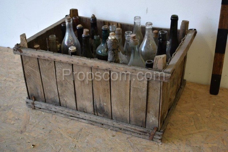 Old bottles in a crate