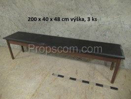 Wooden long black bench