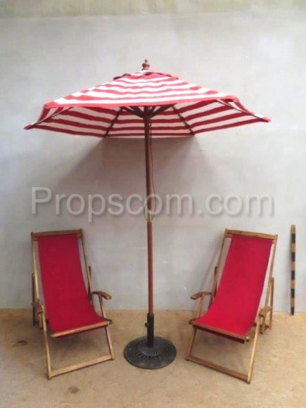 Red and white parasols