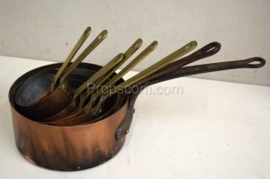 Copper saucepans set