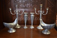 Set of candlesticks and bowls