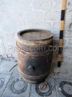 Barrel with wooden hoops