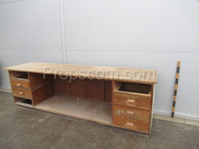 Long wooden merchant counter