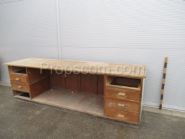 Long wooden merchant counter