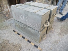 wooden military box for medical supplies