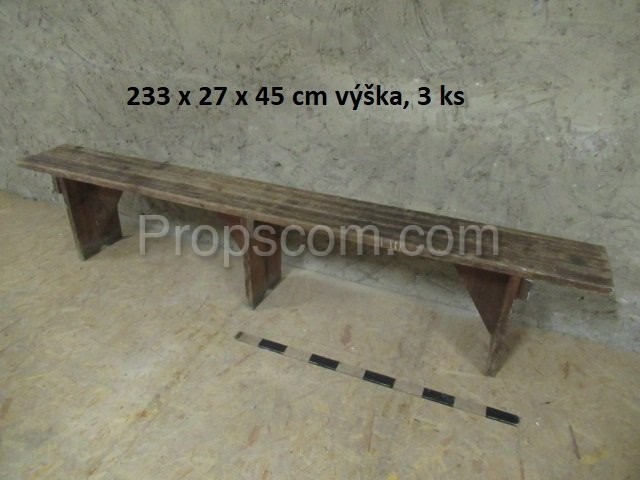 Long wooden bench