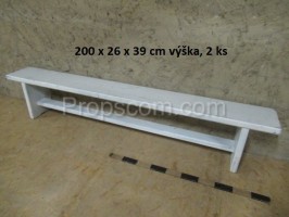 Wooden long white bench