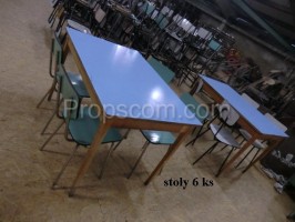Stoly dřevo umakart modré s židlemi