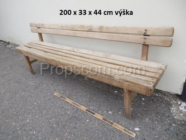 Long wooden bench