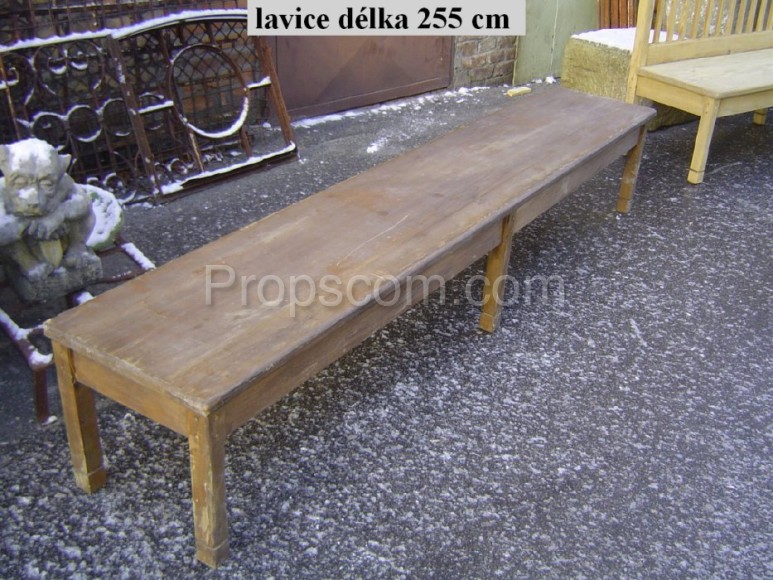 Long wooden bench