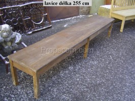 Long wooden bench