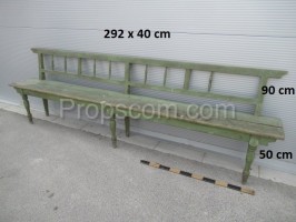 Wooden long green bench