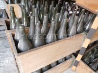 Old bottles in crates