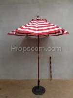 Red and white parasols