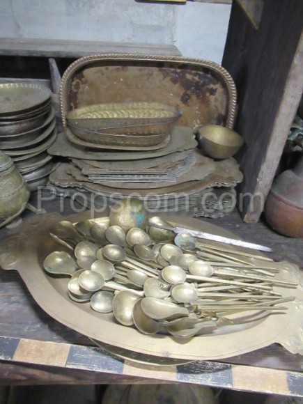 brass spoons, spoons, ladles