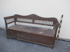 Wooden brown carved bench