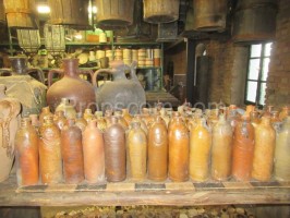 Medieval narrow ceramic bottles