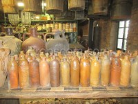 Medieval narrow ceramic bottles