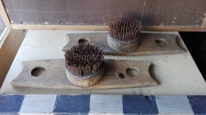 Old brushes for combing flax